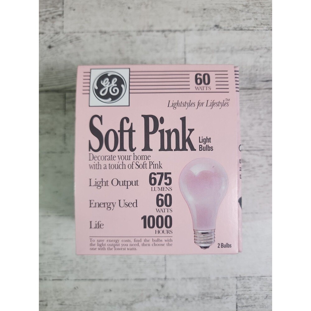 Vintage GE Soft Pink Specialty Decorative Light Bulbs 2 Bulbs USA Made 60w